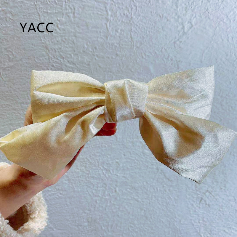 Kẹp tóc hình nơ vải Satin cỡ lớn kiểu Hàn Quốc dễ thương cho nữ