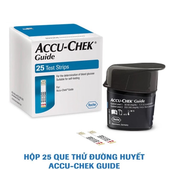 Máy đo đường huyết Accu-Check Guide + Kèm 25 que test thử máu và 10 kim lấy máu