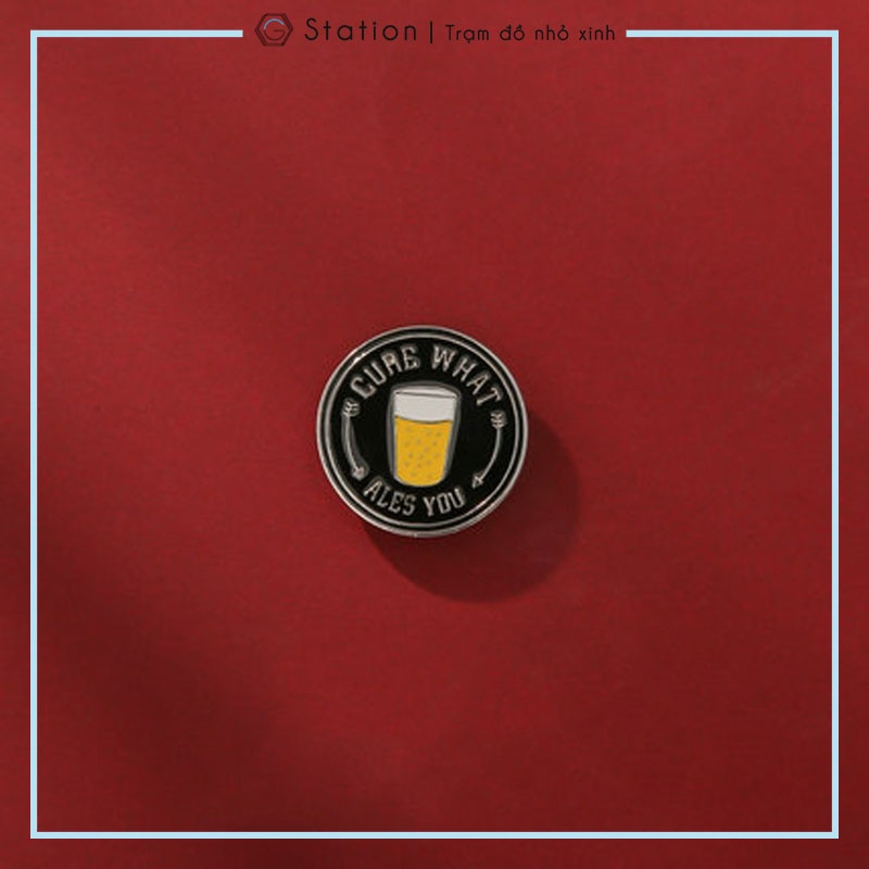 Pin cài áo huy hiệu ly cafe/ ly beer - GC388