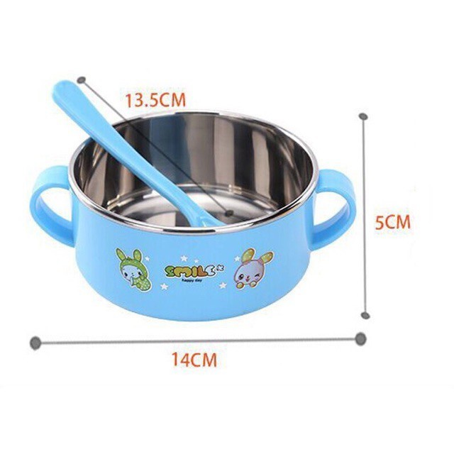 Bát ăn dặm giữ nhiệt 2 lớp ruột inox kèm thìa và nắp đậy cho bé babuu baby nhật bản