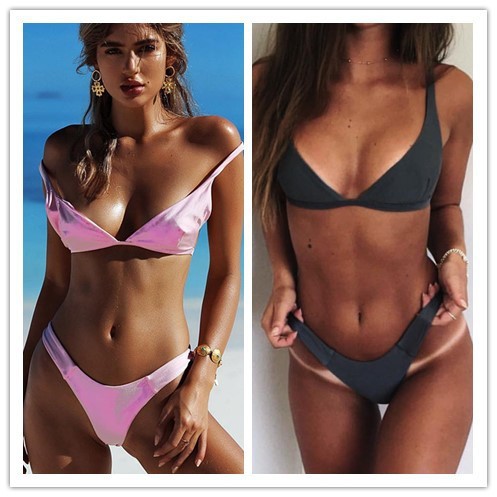 Bikini Phối Dây Màu Trơn