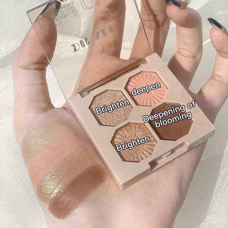 [Hàng mới về] Bảng phấn mắt 4 màu sắc hiệu ứng lì/ ánh ngọc trai lấp lánh trang điểm lâu trôi