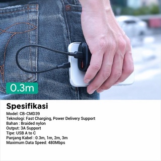 Dây Cáp Sạc Aukey 30cm 3A USB TYPE-C CB-CMD39
