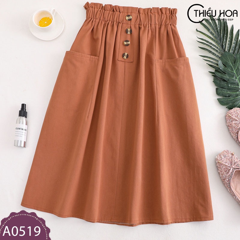 Chân váy kaki cho nữ trung niên, thiết kế thanh lịch, sang trong, siêu tôn dáng Thiều Hoa A0519