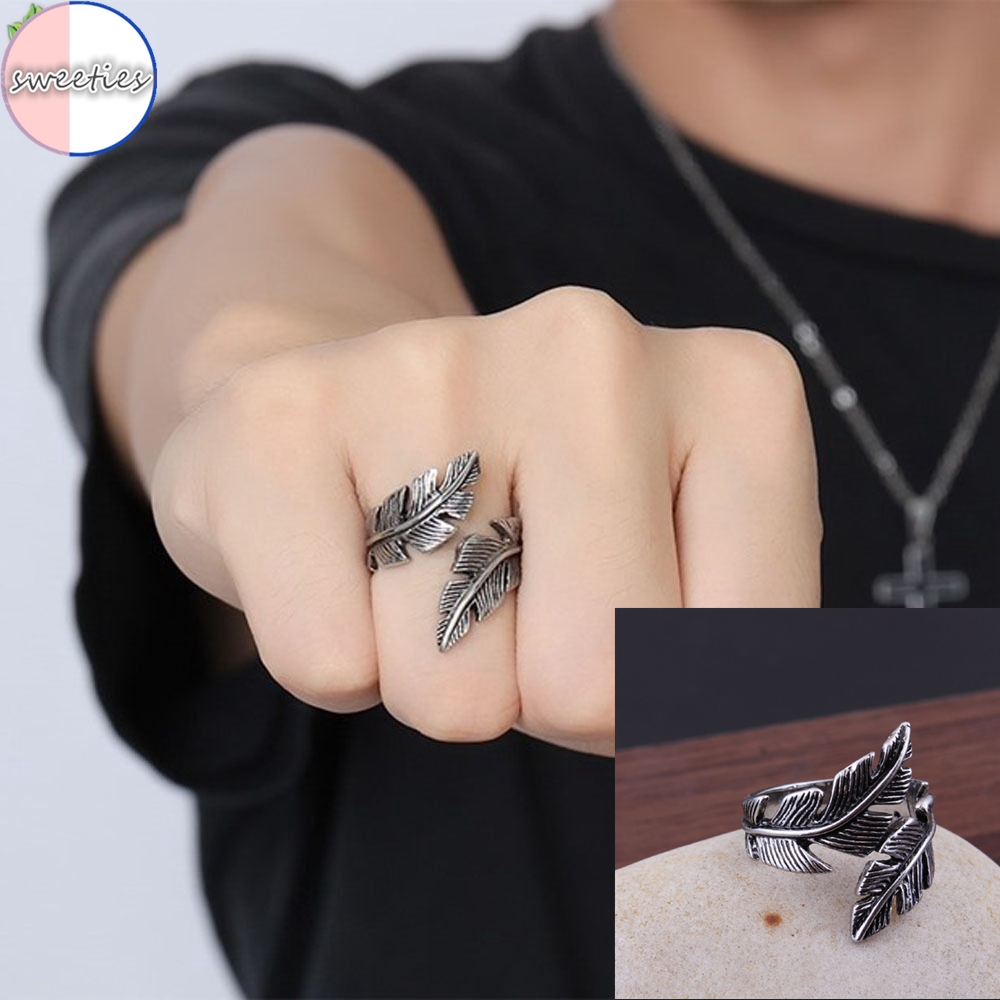 Nhẫn Kim Loại Hình Dáng Chiếc Lá Phong Cách Retro Thanh Lịch Dành Cho Nữ