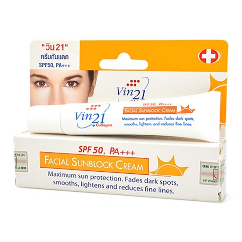 Kem chống nắng Vin21 Facial SunBlock Cream SPF50 PA +++ tuýp 15g