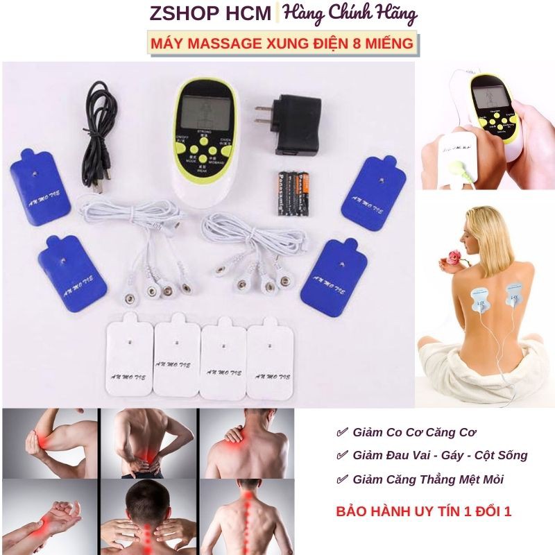 Máy Massage [FREESHIP] Máy Massage Xung Điện 8 Miếng Đa Chức Năng Bảo Hành 1 Đổi 1