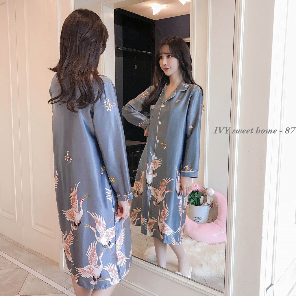 Đầm Ngủ Lụa Lạc Hỷ  Đầm Bầu Mặc Nhà Mềm  BIG SIZE XL,2XL  IVY084