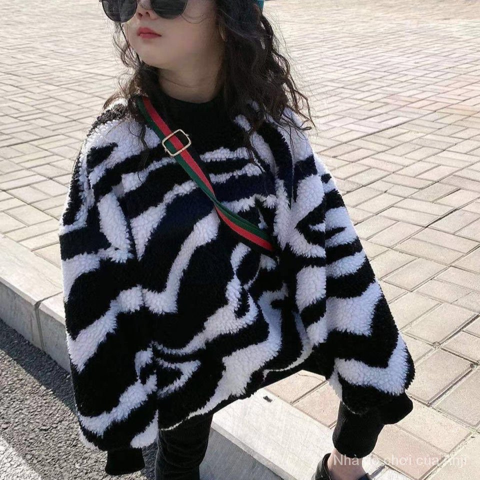 COD Kid's FashionGirl | 5-14 years old Tops Girl's Sweaters New Luxury Plus Thick Warm Coat Fleece Horse V