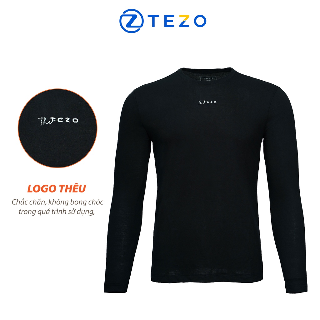 Áo giữ nhiệt nam tezo thun dài tay thiết kế thêu ngực the tezo 22ATOT003