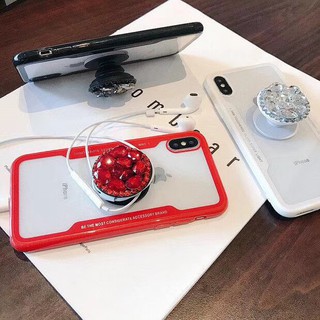 ỐP KÍNH KÈM POPSOCKET ĐÁ HOA SANG CHẢNH - CHO IPHONE