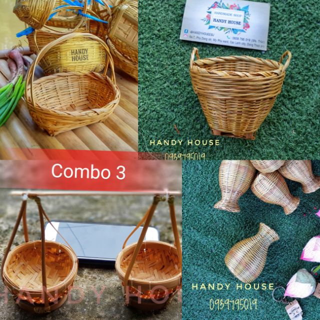 Combo 4 món đồ tre mini nhỏ xinh