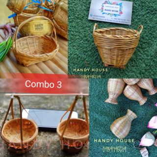 Combo 4 món đồ tre mini nhỏ xinh