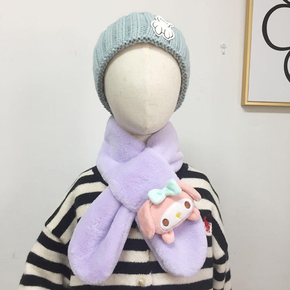 Khăn Choàng Cổ Bằng Vải Bông Họa Tiết Hoạt Hình Kuromi Dễ Thương Cho Bé