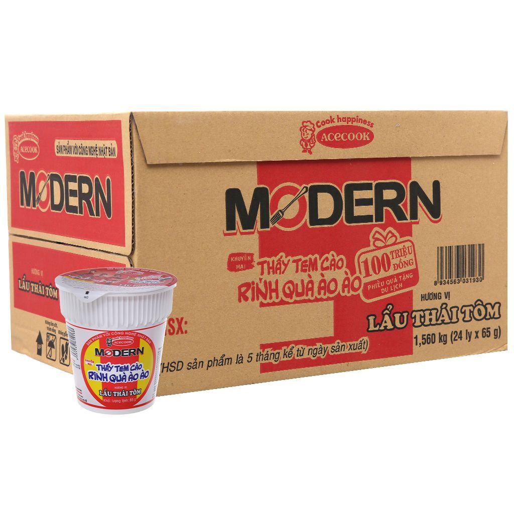 Thùng 24 Ly Mì Modern Lẩu Thái Tôm