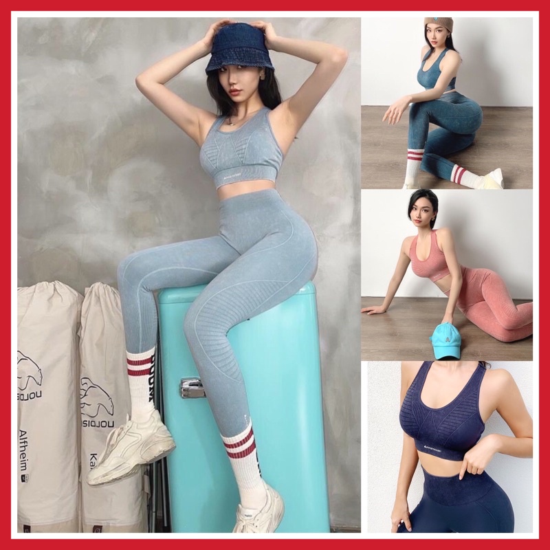 Bộ tập nữ , đồ thể thao gym yoga chun dệt màu giả bò NaQui