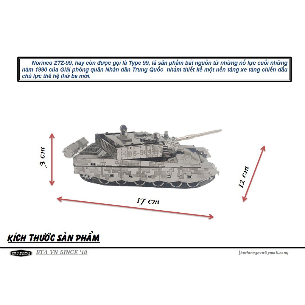 Mô Hình Lắp Ráp 3d Xe Tăng ZTZ-99A - Trung Quốc