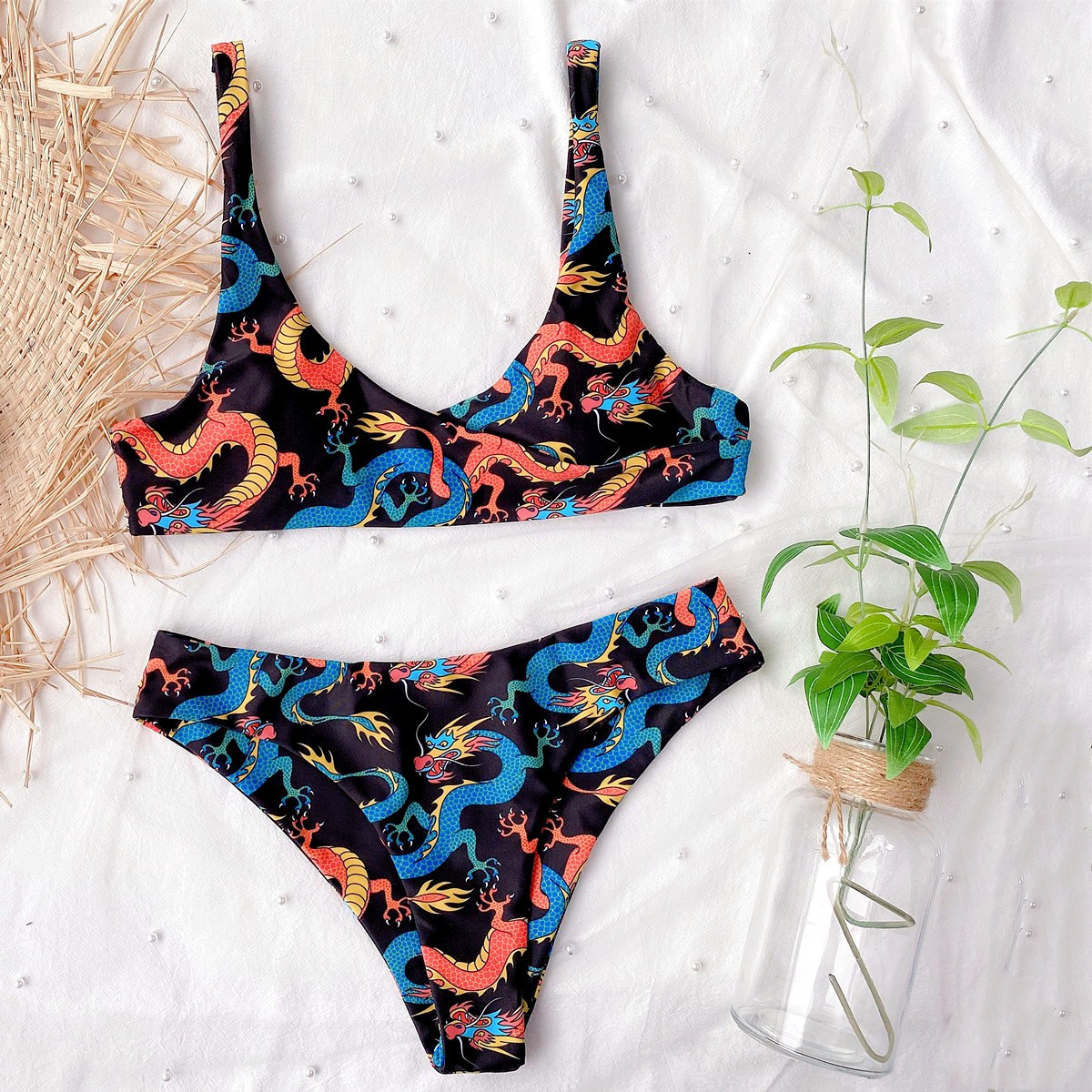 Bikini Màu Đen Hoạ Tiết Rồng Cho Phái Nữ | BigBuy360 - bigbuy360.vn
