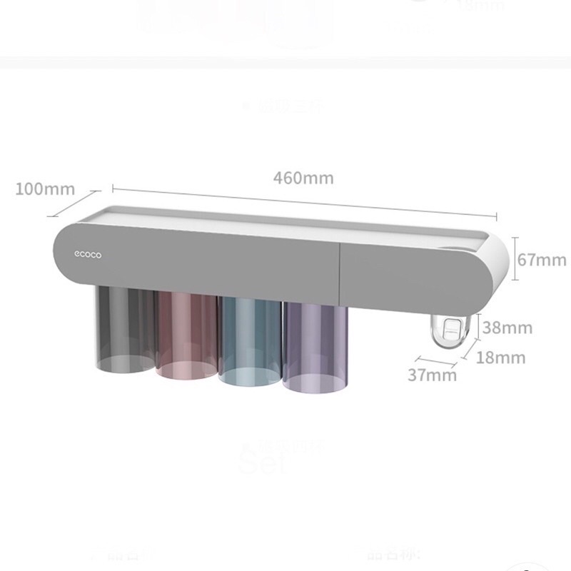 Giá cắm bàn chải kèm nhả kem đánh răng Ecoco, kệ đựng mỹ phẩm có ngăn kéo dán cường lực Ecoco - Ecoco 2121,22,23