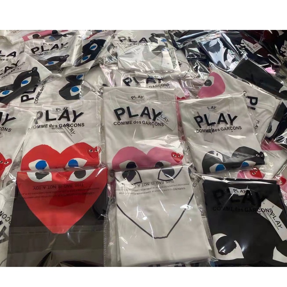 Áo Thun Tay Ngắn In Logo Trái Tim PLAY CDG Dễ Thương Cho Cặp Đôi