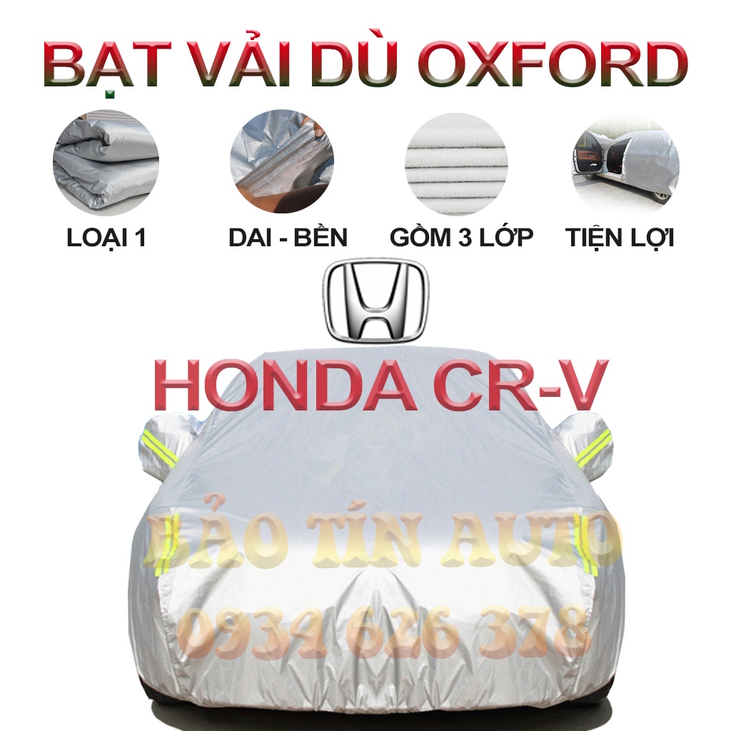 [LOẠI 1] Bạt che kín bảo vệ xe ô tô Honda CR-V tráng bạc cao cấp, vải bông chống xước 3 lớp, bạt phủ oto honda crv