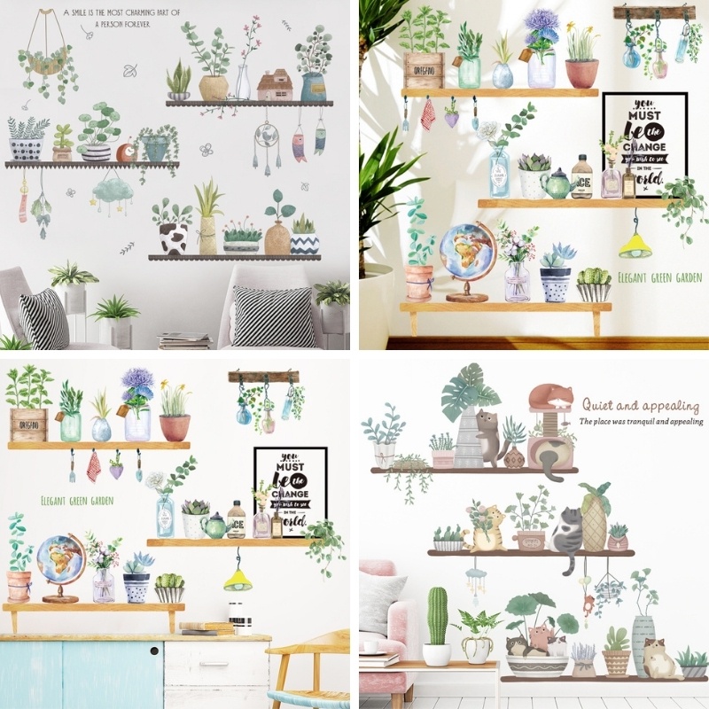 Decal dán tường tranh dán tường hình kệ treo tường trang trí nhà cửa