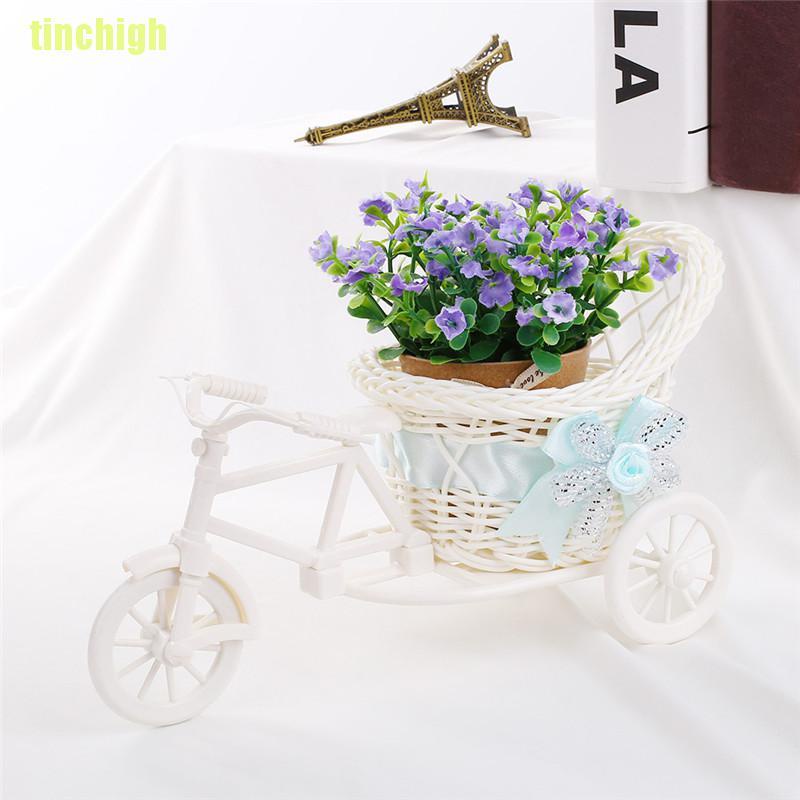 Giỏ Hoa Xe Đạp Màu Trắng Trang Trí Nhà Cửa