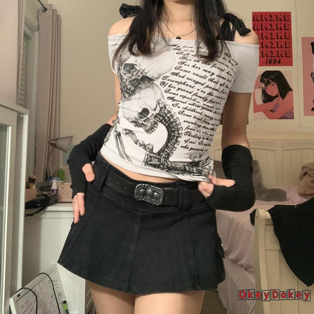 Áo Thun Trễ Vai In Chữ ODokey-Y2K Thời Trang