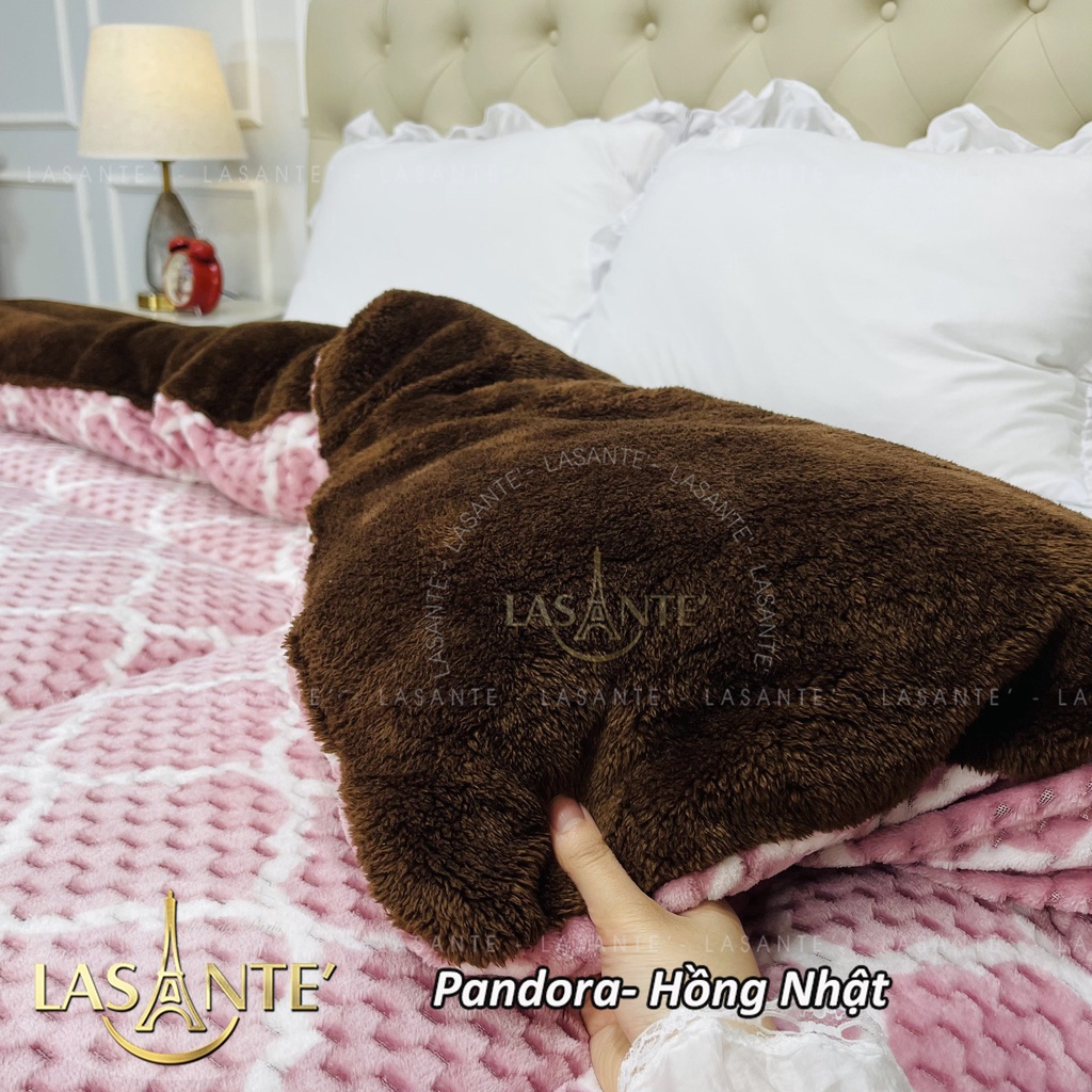 Chăn Lông Cừu Lasante's - Pandora từ len cừu hữu cơ Organic họa tiết lưới sang trọng