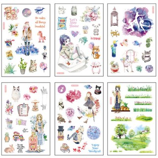 Sticker Dán Trang Trí Sổ Nhật Ký ( Nhiều Mẫu), 6 Tấm