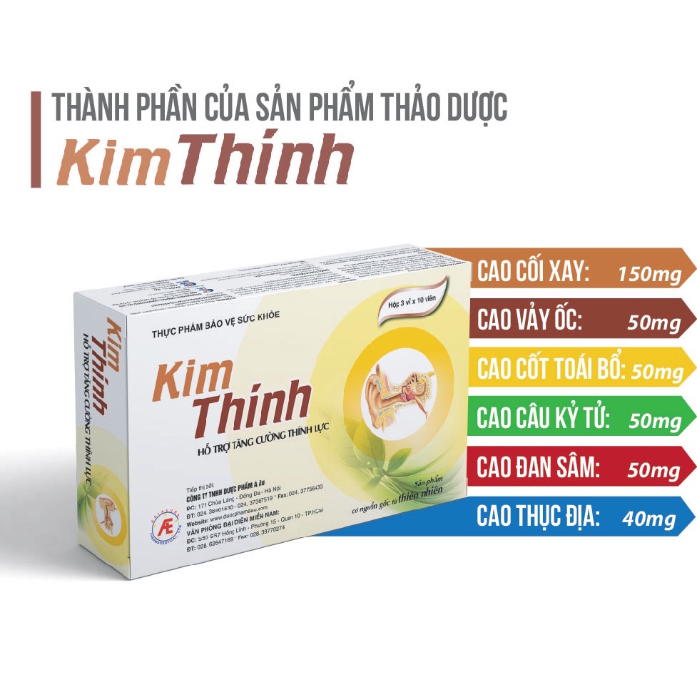 &lt;TẶNG NGAY 1 HỘP 30 VIÊN&gt; KIM THÍNH - HỘP 180 VIÊN - HỖ TRỢ TĂNG CƯỜNG THÍNH GIÁC, Ù TAI, LÃNG TAI