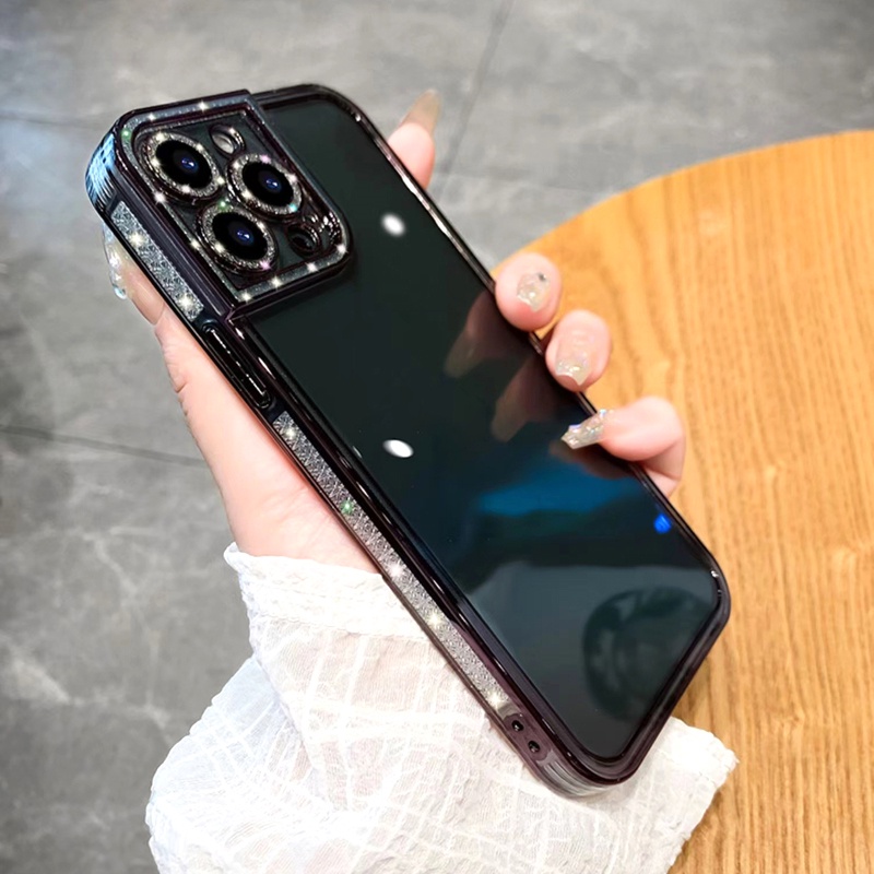 Ốp Điện Thoại Silicon Mềm Trong Suốt Mạ Kim Tuyến Sang Trọng Cho iPhone 13 12 11 Pro Max XS XR X R 8 7 Plus 13 13Pro