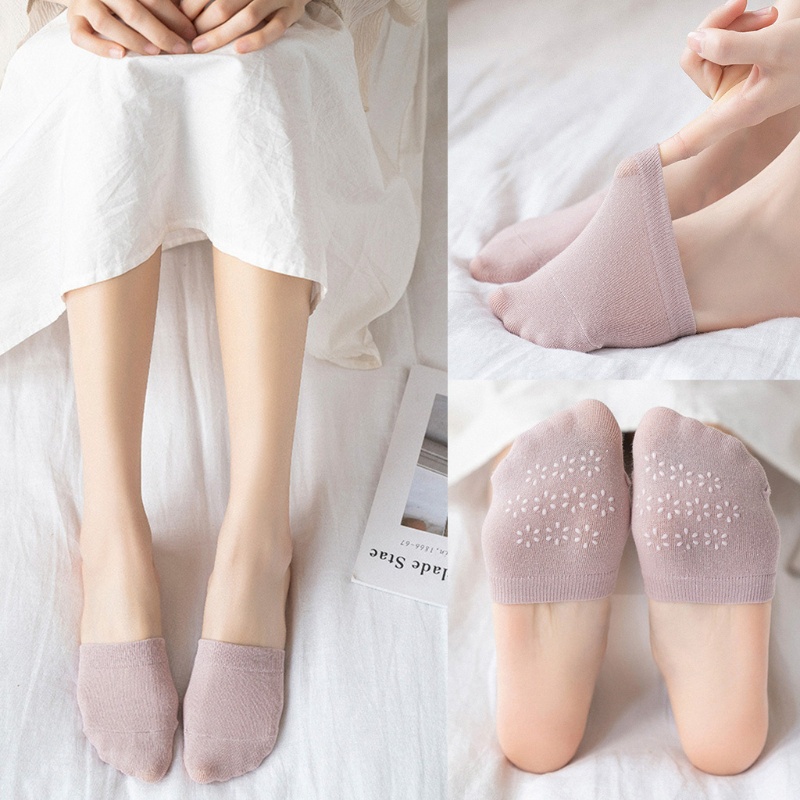 Vớ Cotton Mỏng Màu Trơn Bằng Silicone Thoáng Khí Không Trượt Dành Cho Nữ Mang Giày Cao Gót