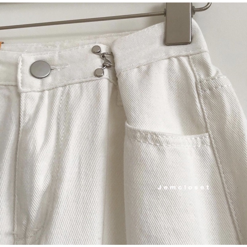 [Ảnh thật/Sẵn]Quần jeans ống rộng có khuy điều chỉnh eo style Ulzzang