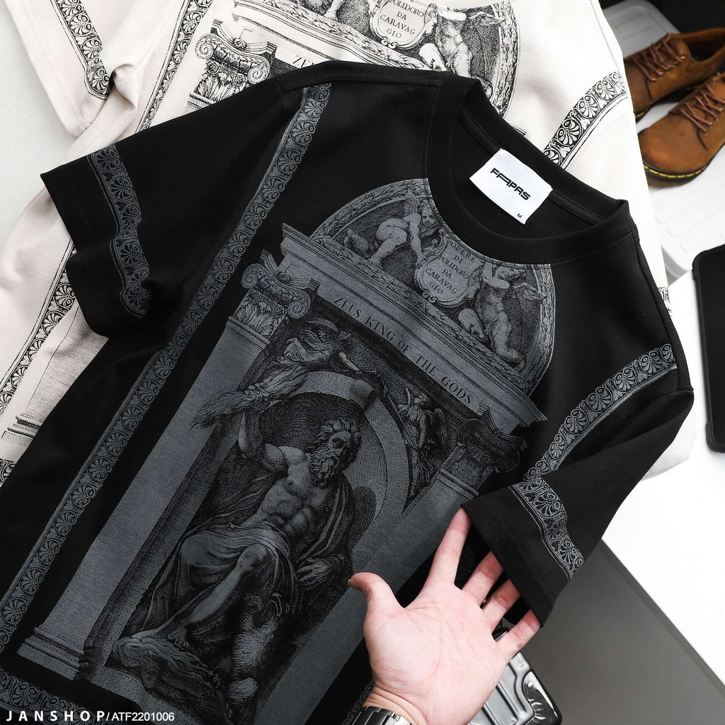 Áo Thun In Hình Vị Thần Hy Lạp Zeus Ấn Tượng Cùng Chất Vải Cotton Thoáng Mát