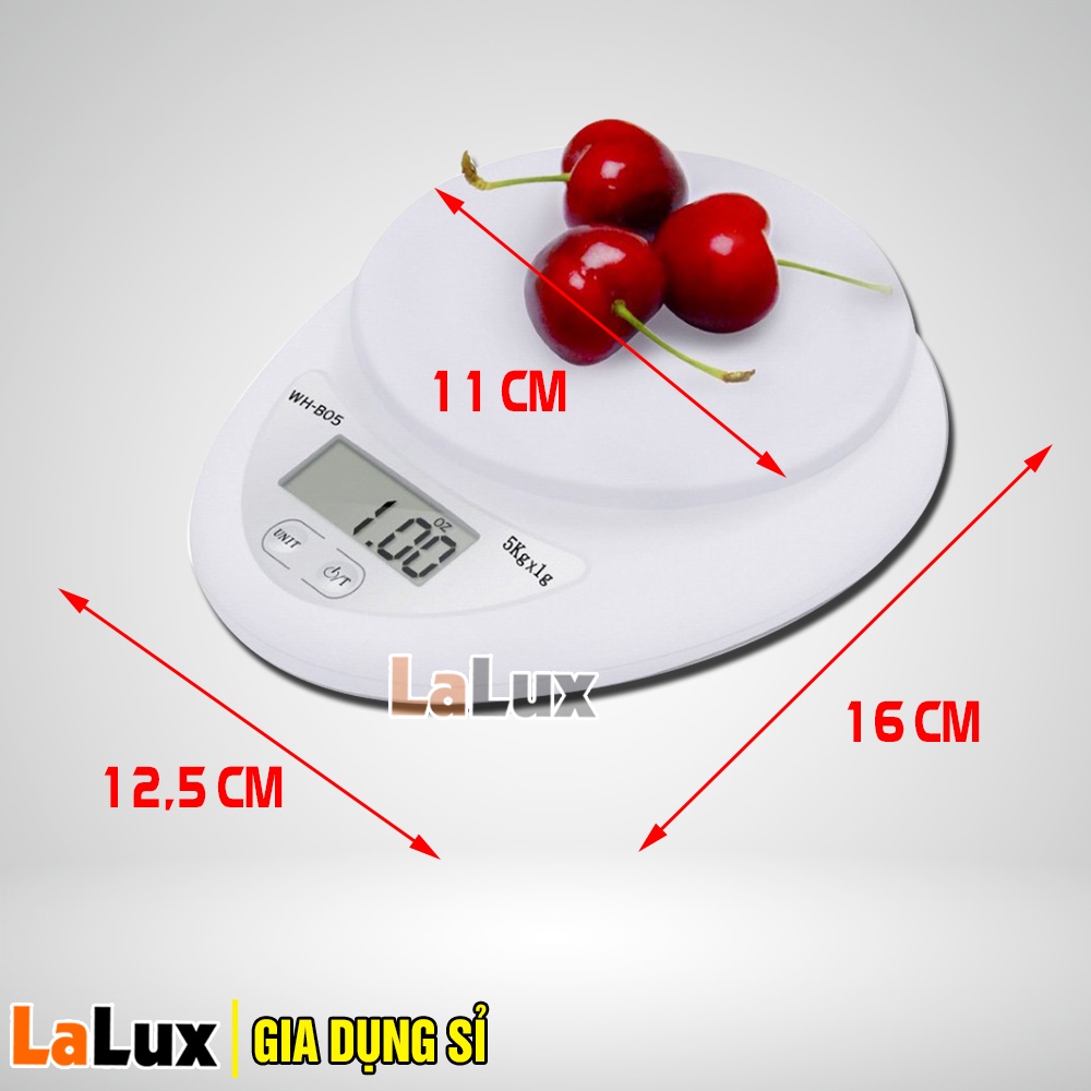 Cân Điện Tử Tiểu Ly ELECTRONIC SCALE 5KG / 10KG (TẶNG PIN) - Cân Nhà Bếp Độ Chính Xác Cao, GIA DỤNG SỈ LALUX