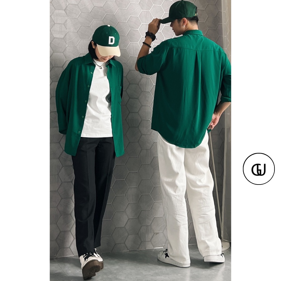 Áo Sơ Mi Lụa Unisex Xanh Lá Đậm GUF