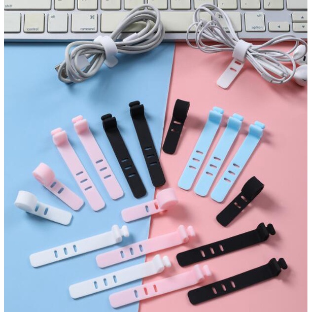 Set 3 Kẹp 5 Kẹp/7 Kẹp Cố Định Dây Cáp Chuột Máy Tính Bằng Silicone Tiện Dụng