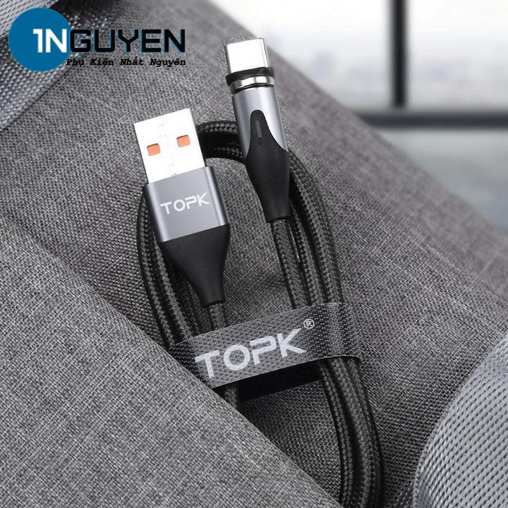 Cáp Sạc Nhanh Từ Hút Nam Châm 3A TOPK Xoay 360 Độ | Cable Fast Charging Magnet