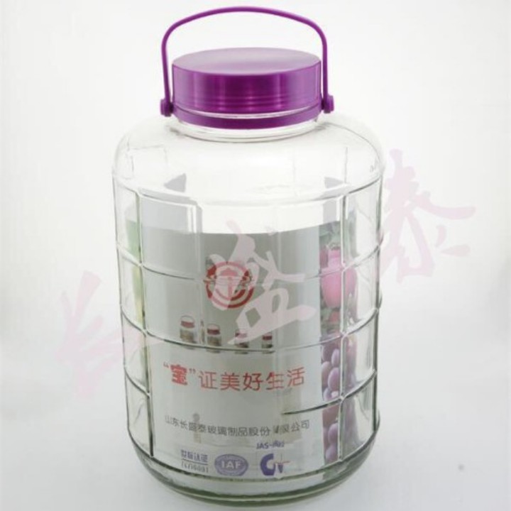 Bình thủy tinh nắp tím 10L ngâm rượu quai xách chắc chắn bình dầy dặn có lắp nhựa đậy kín lỗ thử rượu [RẺ VÔ ĐỊCH]