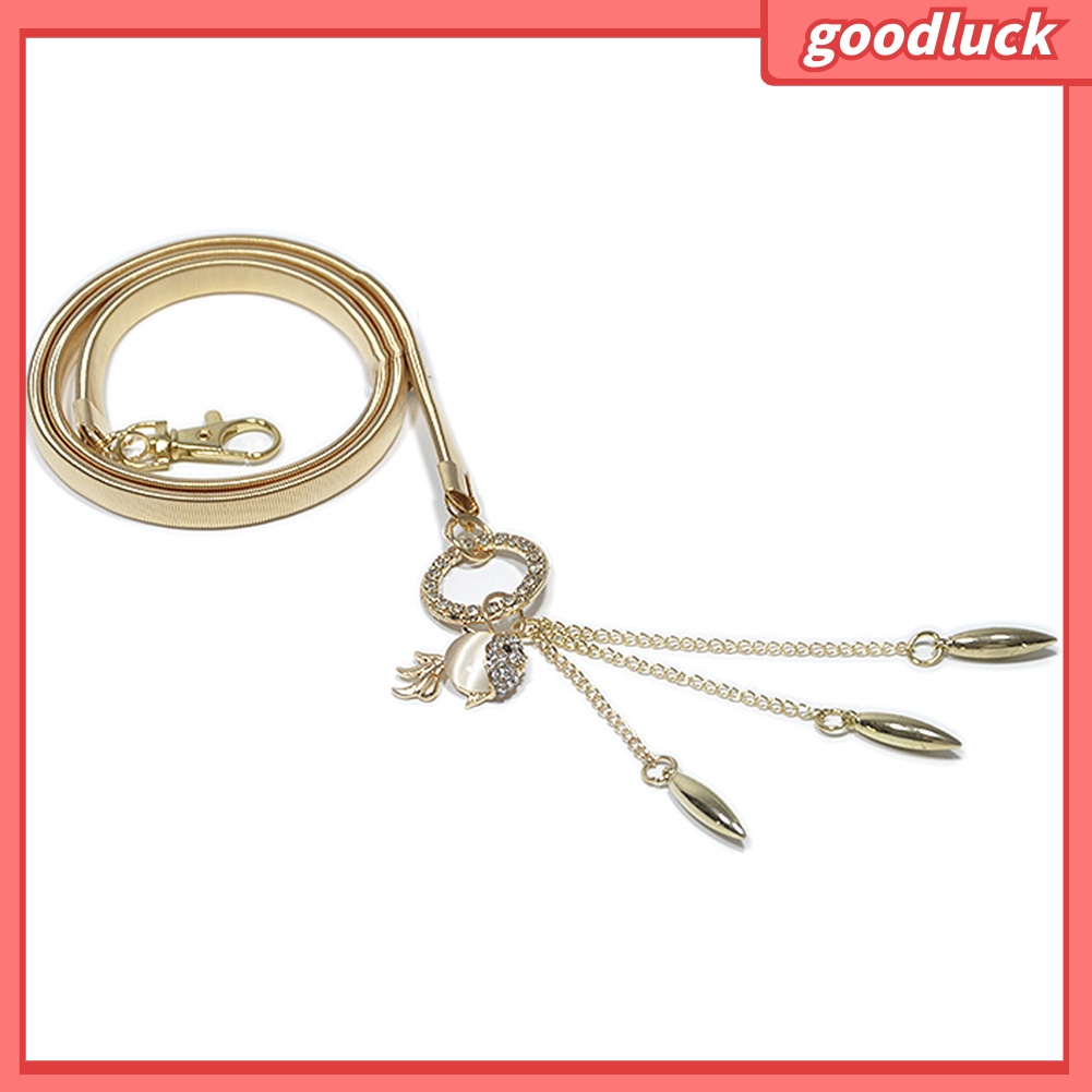 Thắt lưng nữ vàng kim giả da đính đá pha lê thời trang