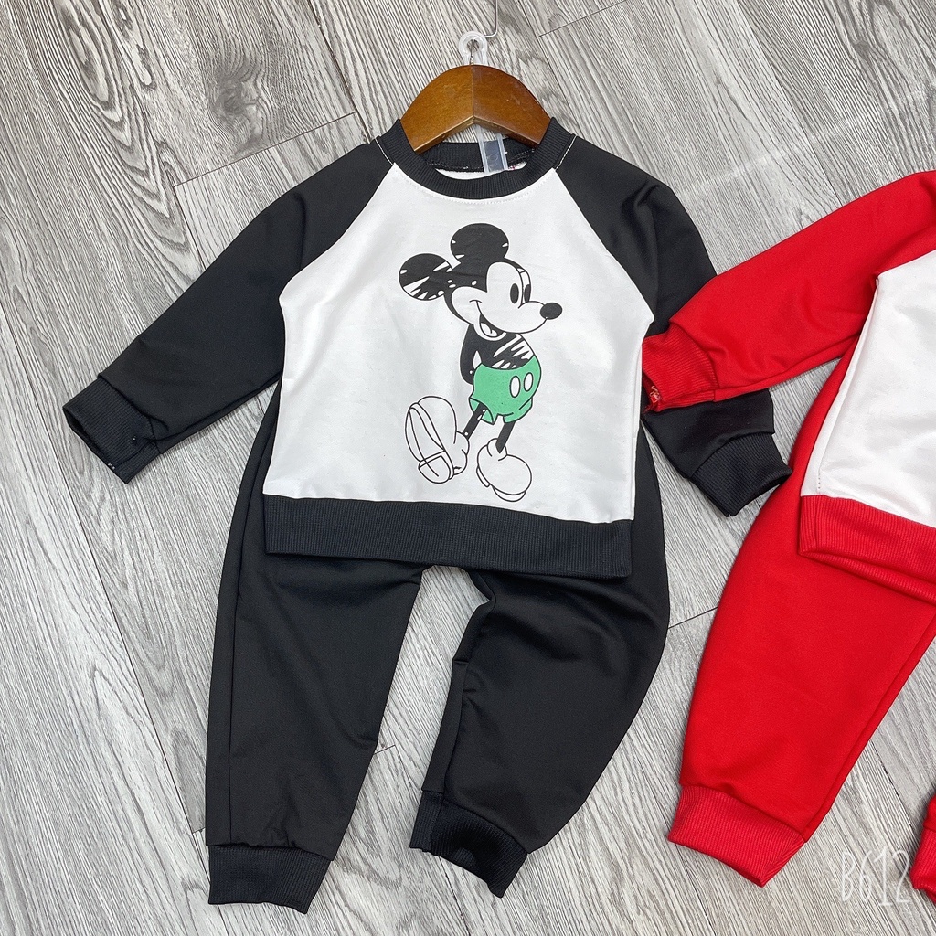 Bộ nỉ da cá cho bé set quần áo nỉ chuột micky cao cấp cho bé