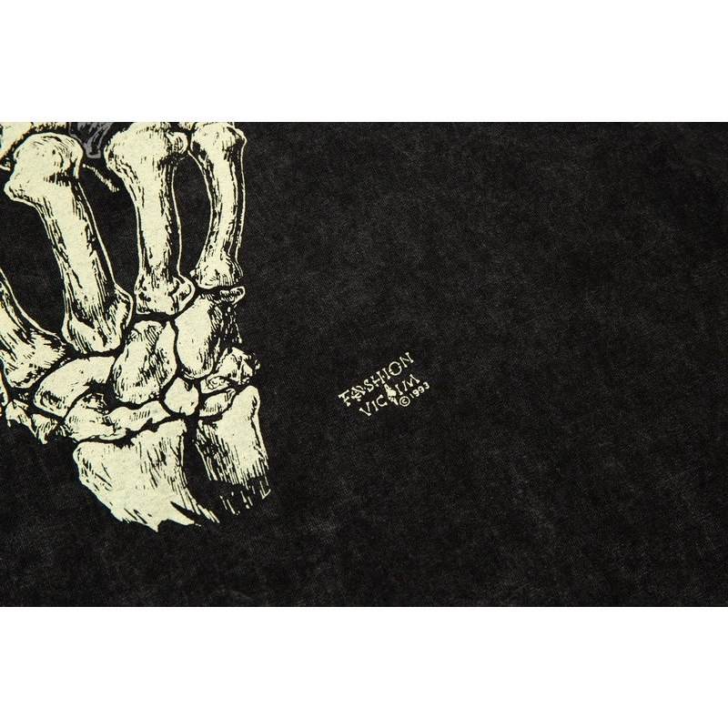 Áo Thun Cotton Tay Ngắn Cổ Tròn In Hình Xương Bàn Tay Độc Đáo Cho Nam Và Nữ