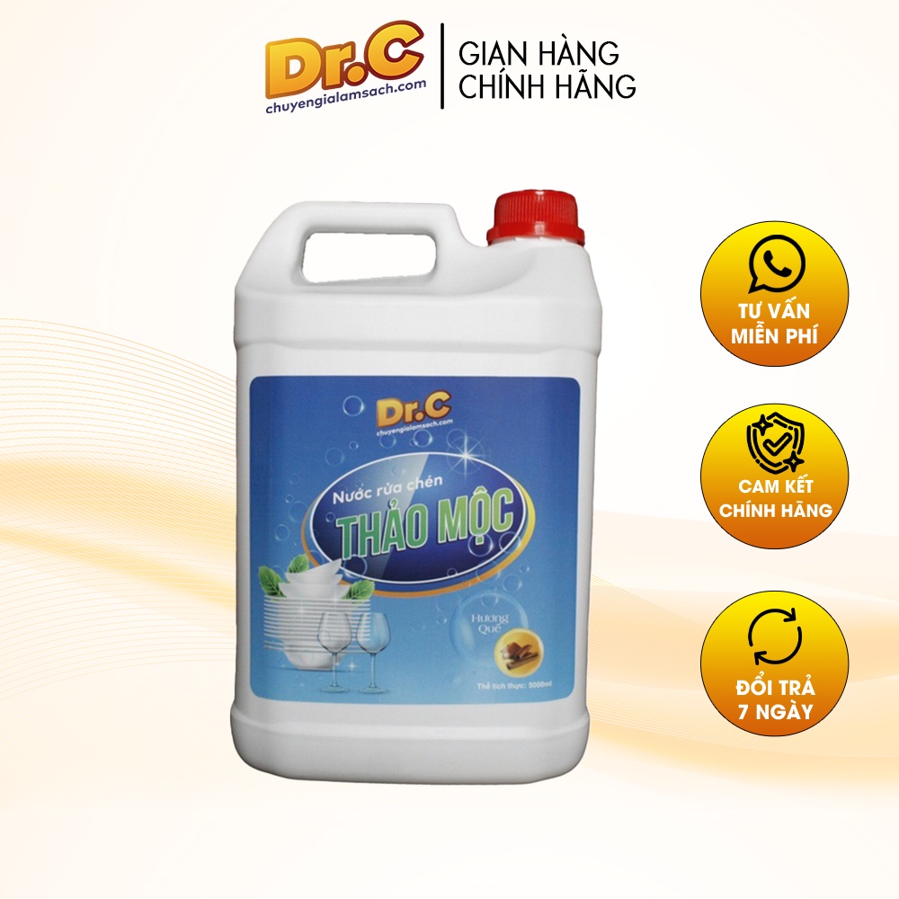 Nước rửa chén Thảo mộc thiên nhiên an toàn tốt cho sức khỏe DR.C Can 5 lít- NRC02