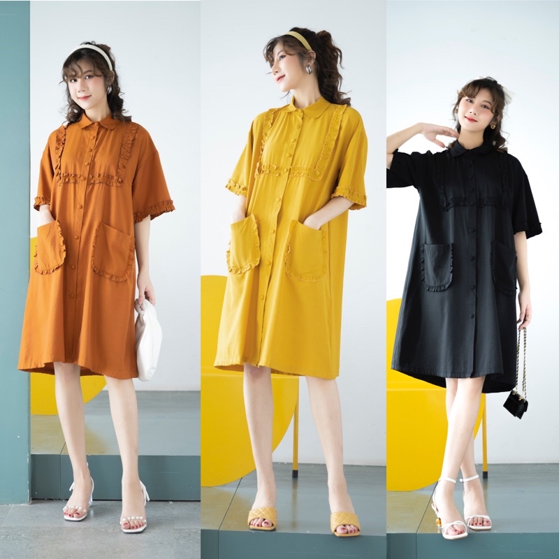 Đầm suông viền bèo