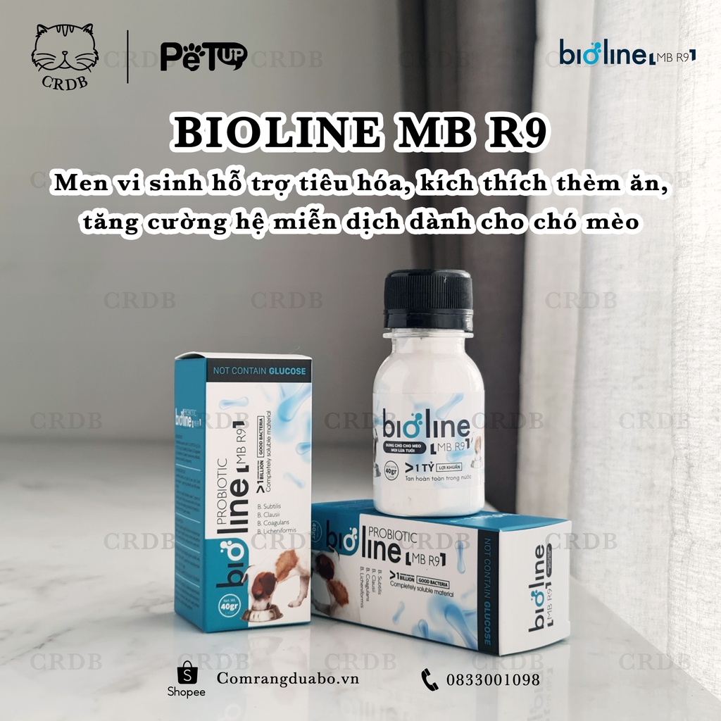 Men vi sinh BIOLINE MBR9 40g hỗ trợ tiêu hóa, kích thích thèm ăn, tăng cường hệ miễn dịch dành cho chó mèo mọi lứa tuổi