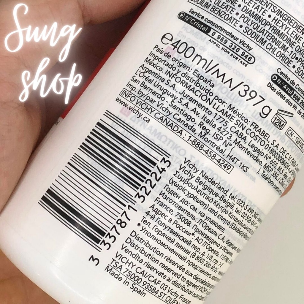 Dầu gội giảm rụng tóc Vichy Dercos Energising Anti-Hairloss ngăn rụng tóc hiệu quả