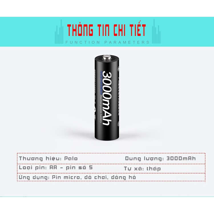 Vỉ 04 viên Pin sạc, pin Ni-mh dung lượng cao micro karaoke 3000mAh, pin tiểu sạc chuyên mic không dây (PALO-trắng)