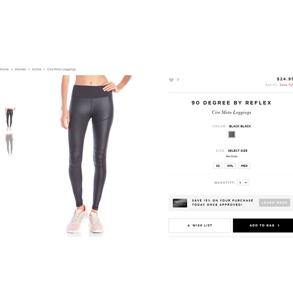 Quần legging moto biker tập gym yoga 90 Degree giả da