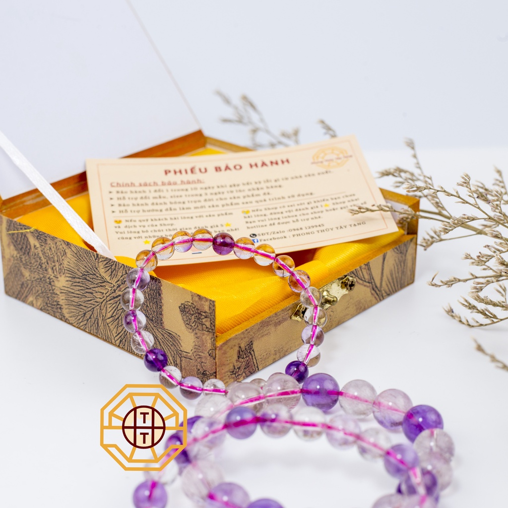 Vòng Tay Phong Thuỷ Đá Supper Sevenn Tự nhiên [TẶNG HỘP GỖ] nữ mệnh Kim Mộc Thuỷ Hoả Thổ - Phong Thủy Tây Tạng
